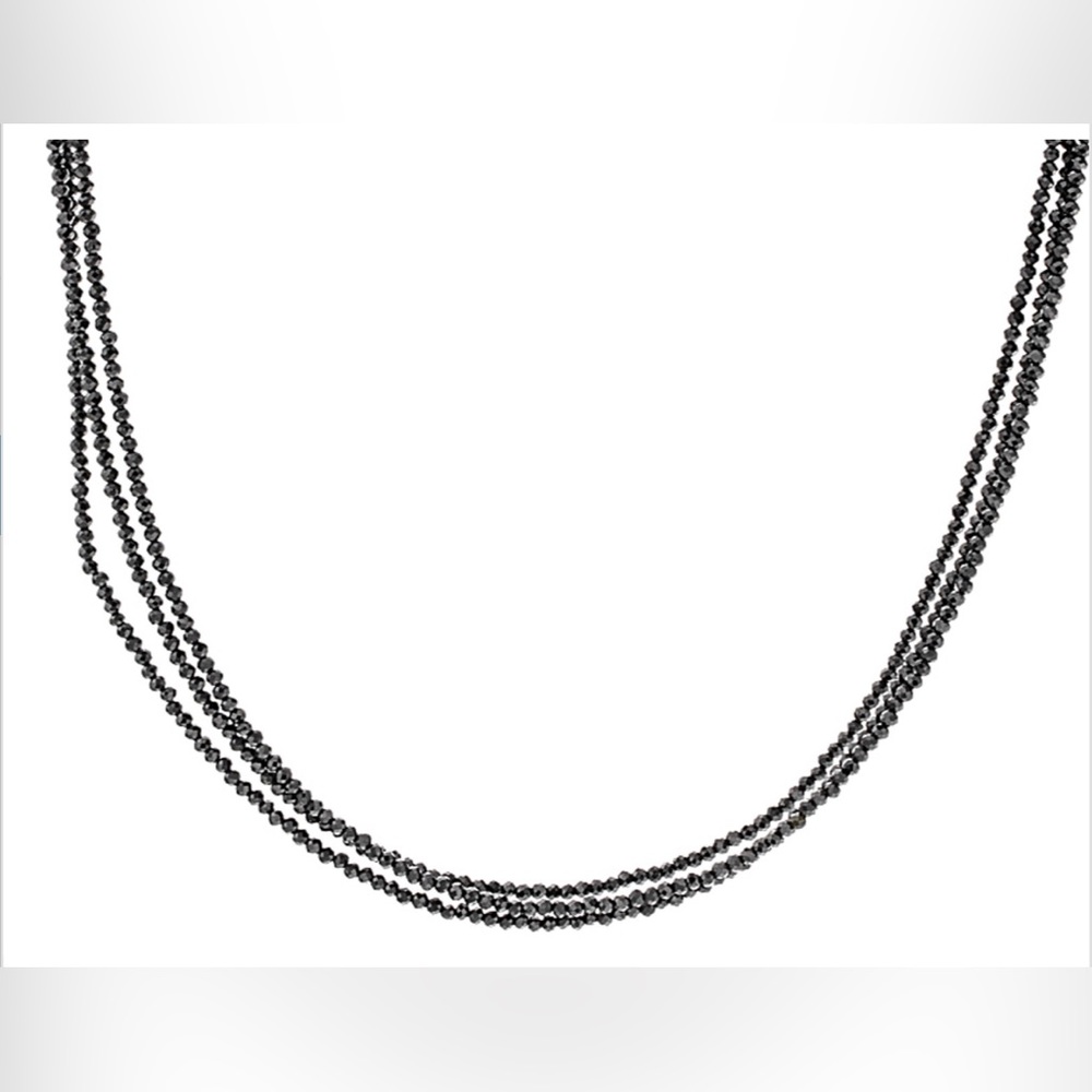 Black Spinel Rhodium Over Sterling Silver Necklace